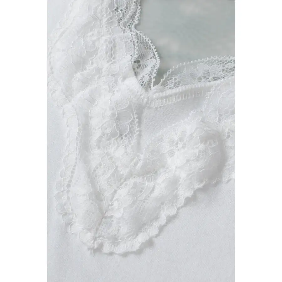 Cozy Lace Detail V Neck Tank