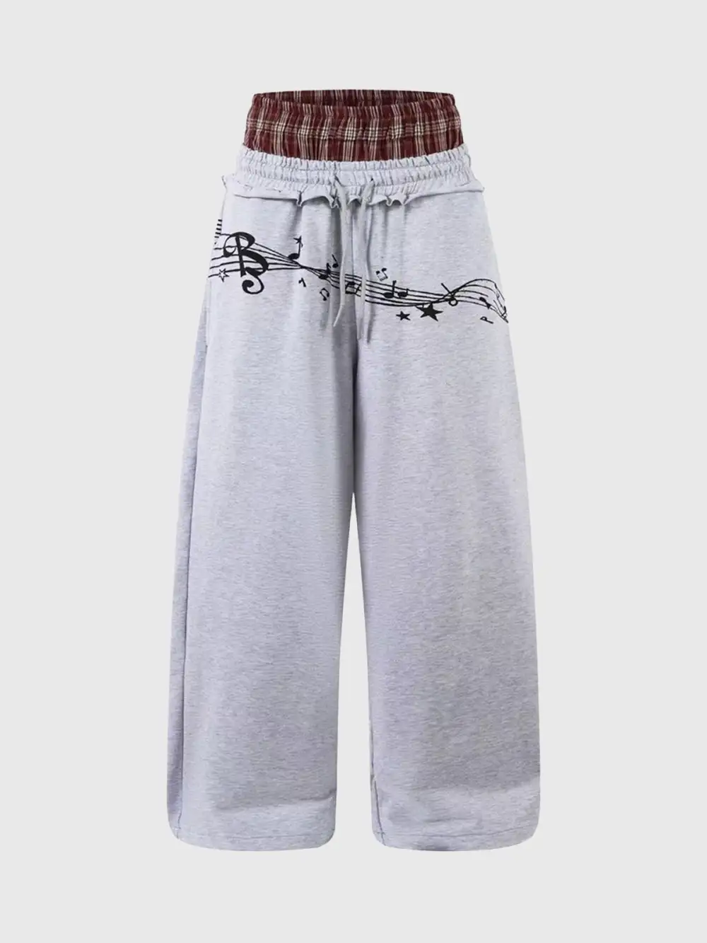 Straight-Leg Plaid Printed Pants