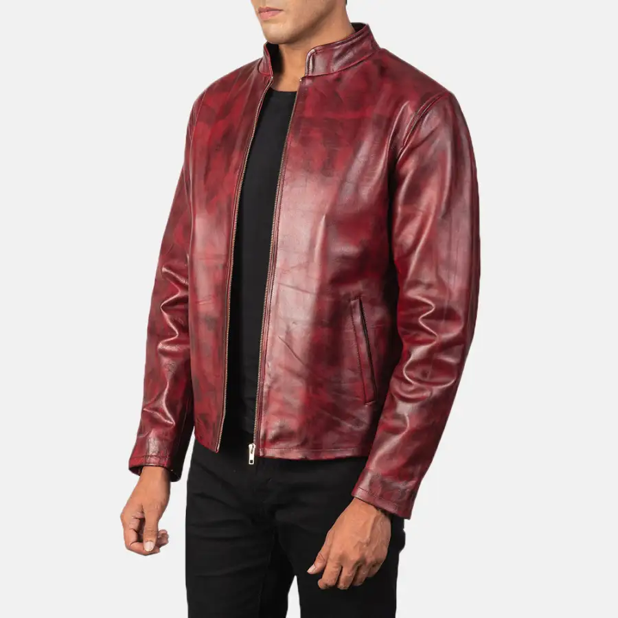 Men's Modern Leather Distressed Jacket