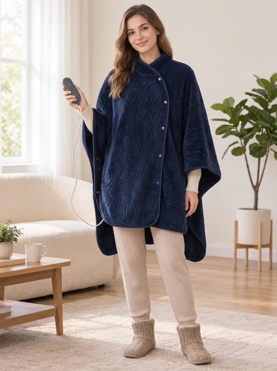 Textured Fleece Wearable Heated Blanket