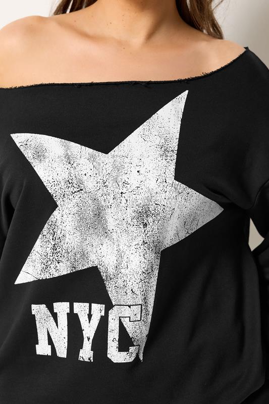 Black 'NYC' Slouch Sweatshirt & Jogger Set detail 3