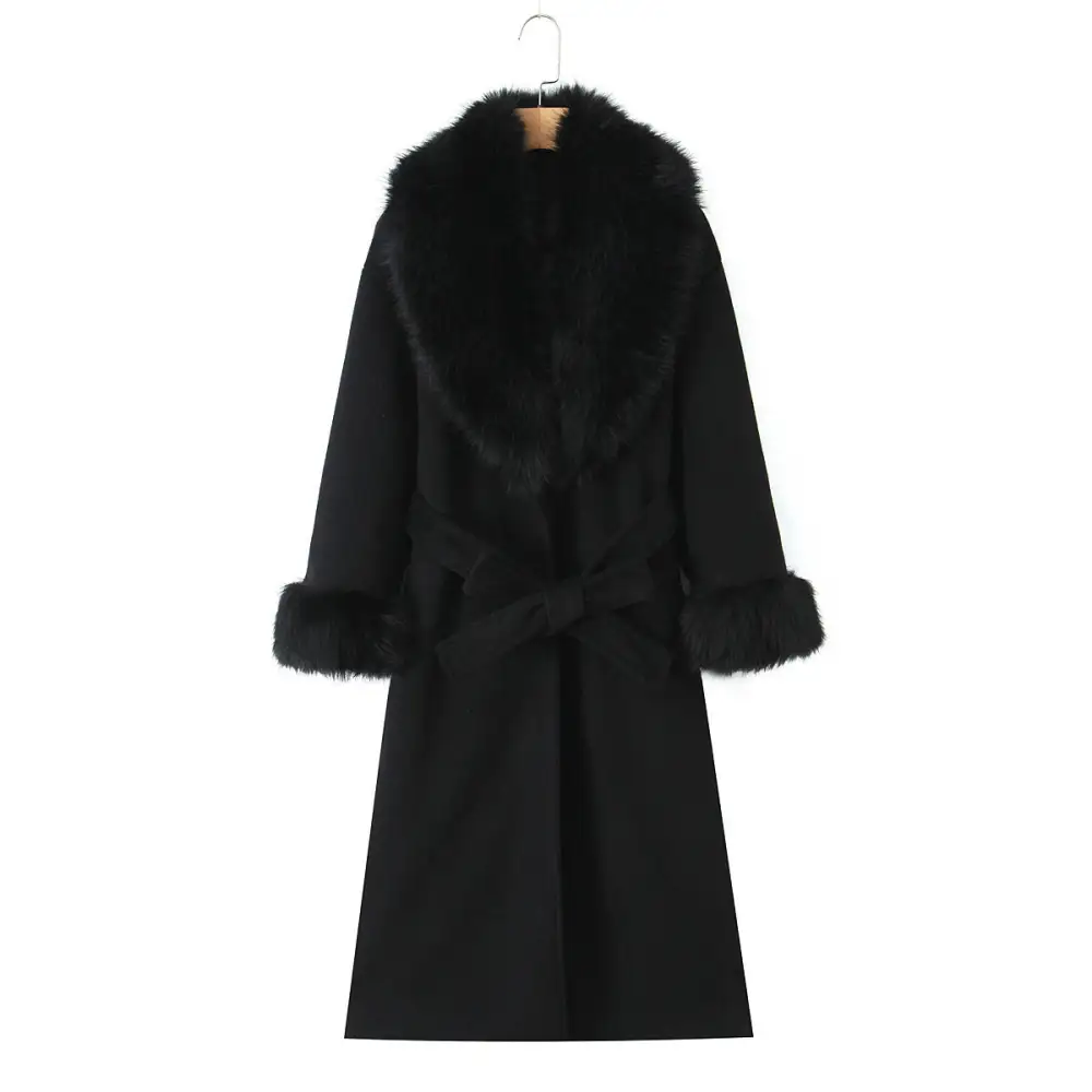 Wool-Blend Fur-Collar Relaxed Outerwear Coat
