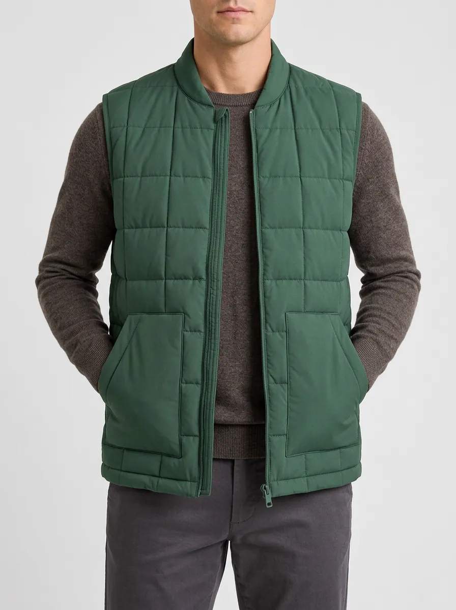 Men's Green Quilted Puffer Down Vest