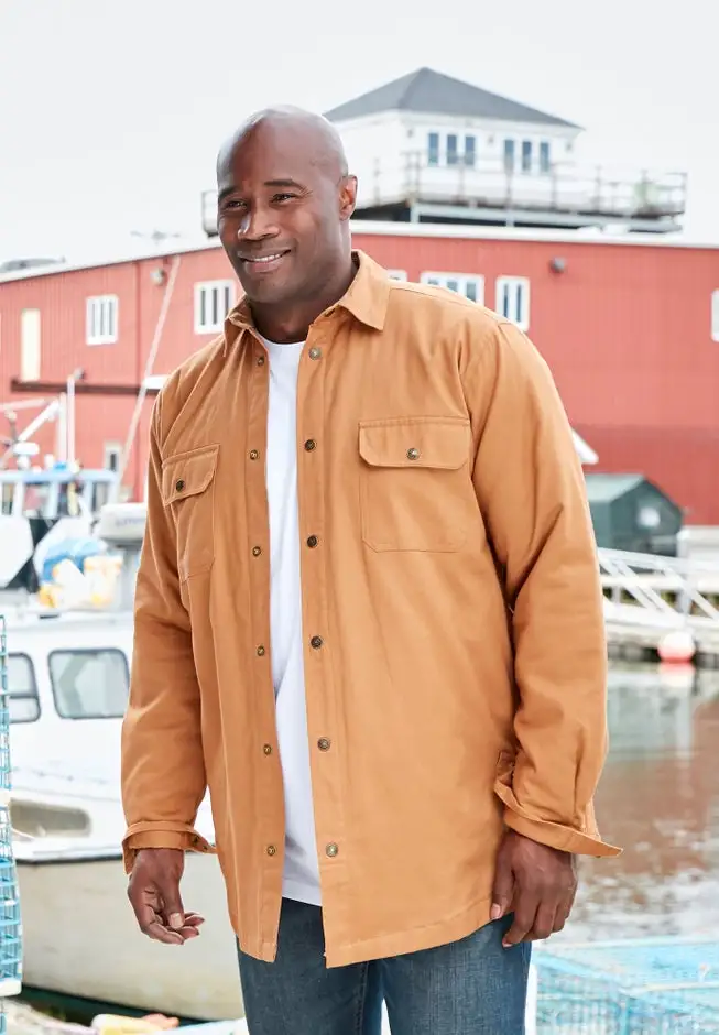Flannel-Lined Twill Shirt Jacket
