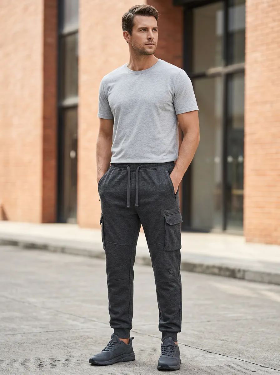 Contemporary Graphic Print Casual Look Men's Cargo Jogger Pants