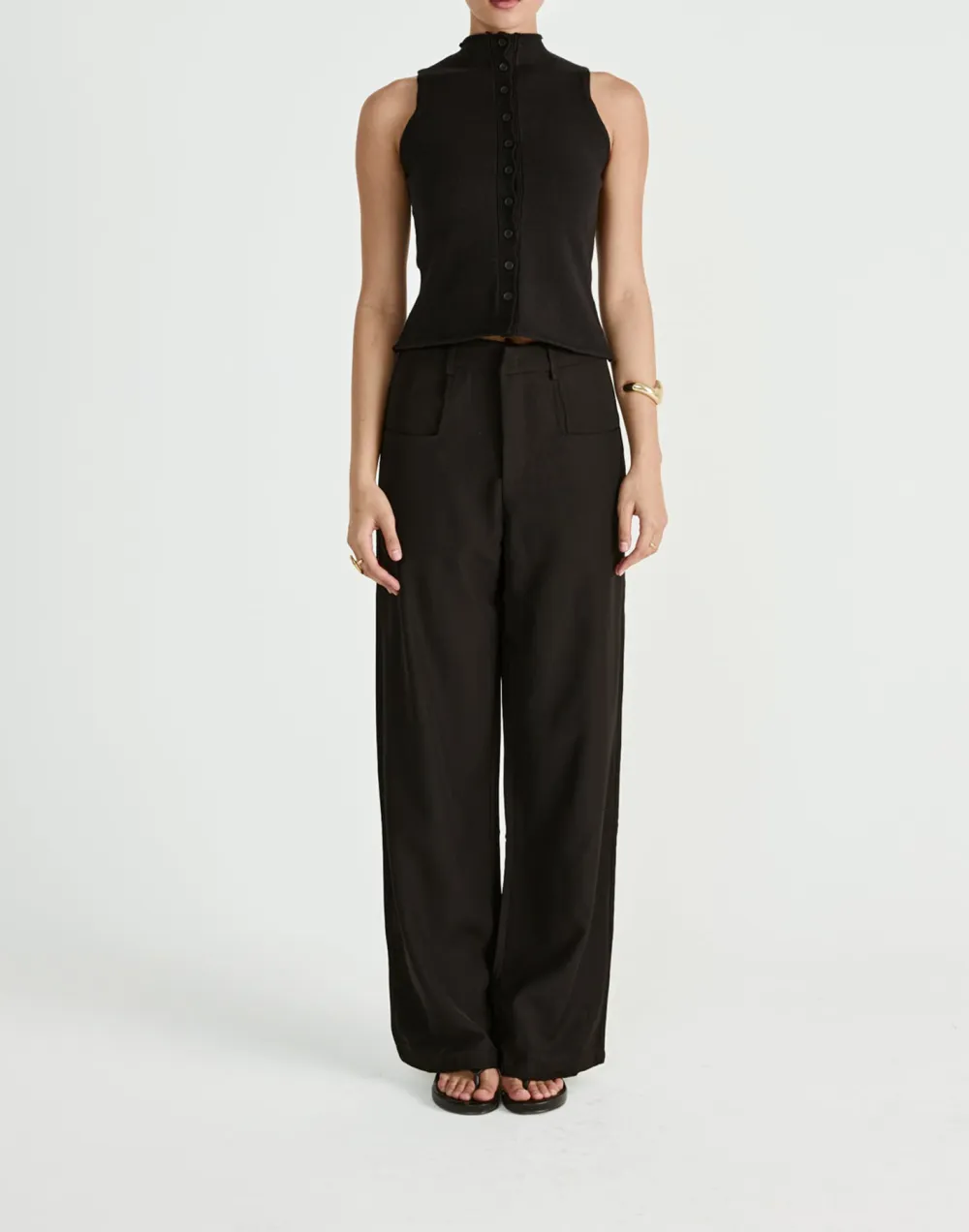 Creative Square Pocket Women's Wide Leg Pants