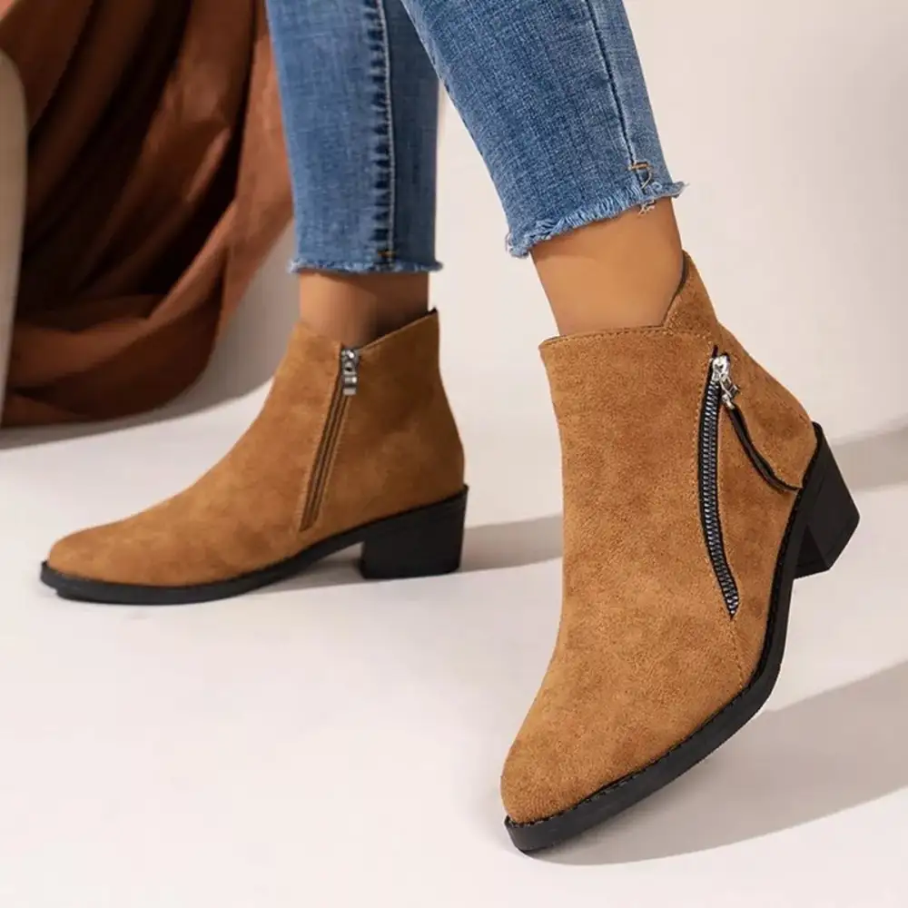 Sleek Pointed Toe Block Heel Boots
