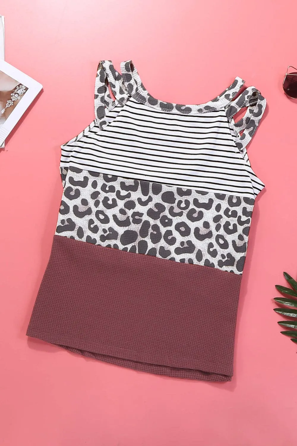 Color Block Shoulder Detail Tank Top