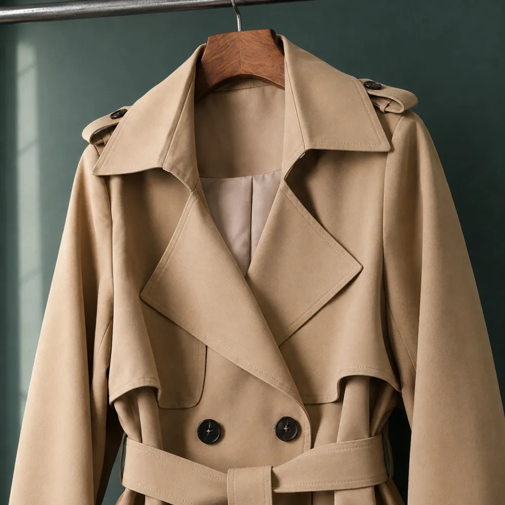 Double-Breasted Notched Lapel Overcoat