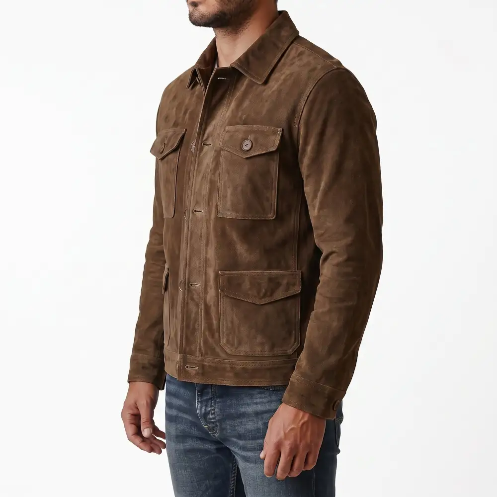 Classic Suede Trucker Shirt Jacket Jacket