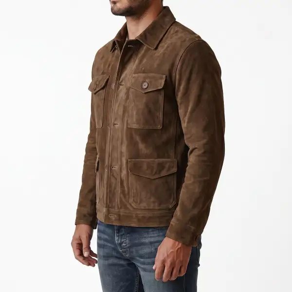 Classic Suede Trucker Shirt Jacket Jacket