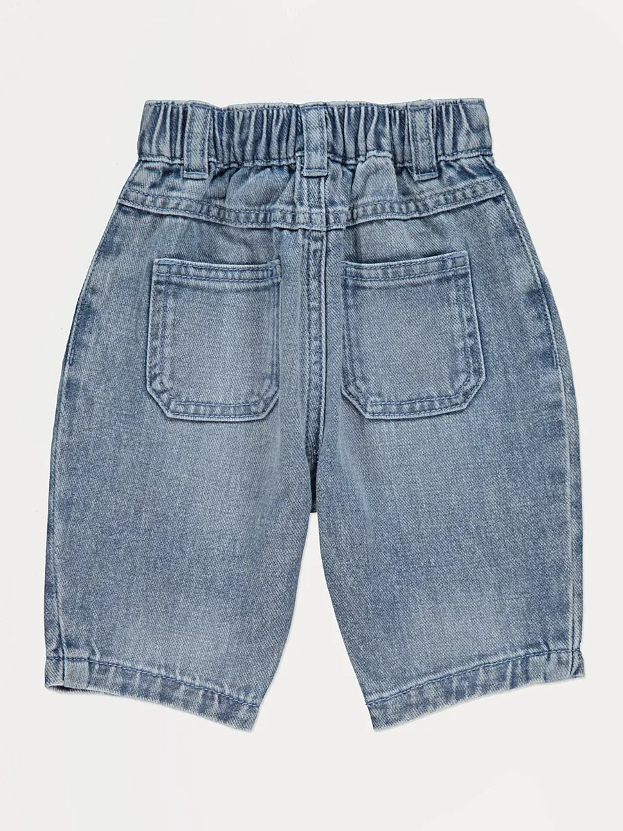 Apple Embroidered Barrel Leg Jeans