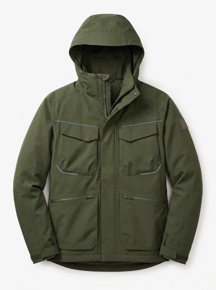 Men's Green Utility Hooded Field Jacket