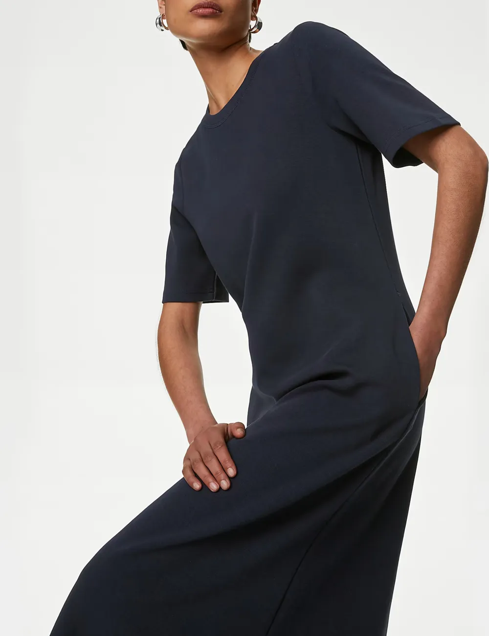 Cotton Rich Round Neck Maxi Dress
