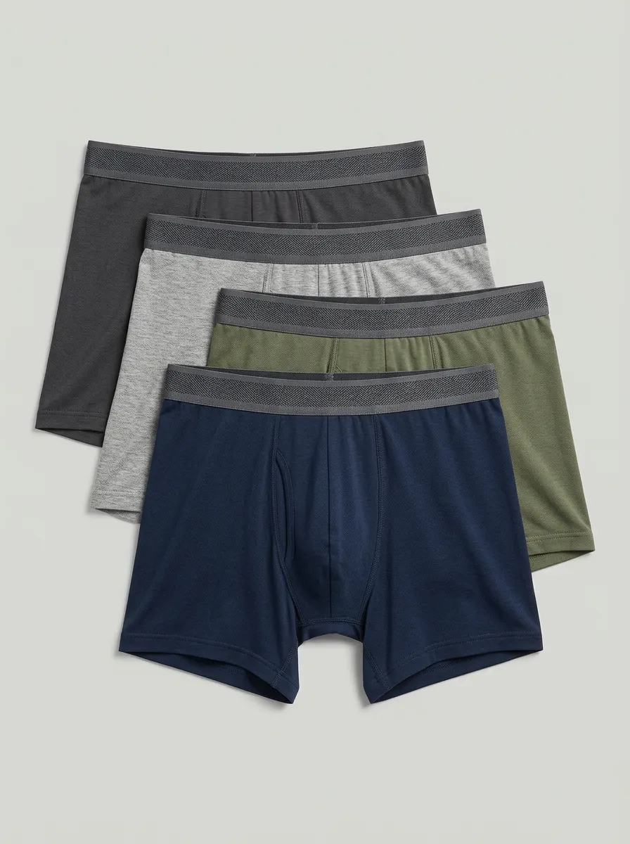 Weekend Cotton Solid Street Look Men's Four Pack Boxer Briefs