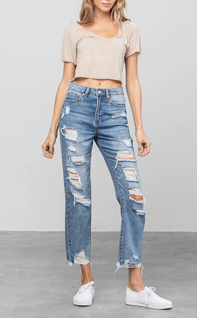 Distressed Girlfriend Jeans