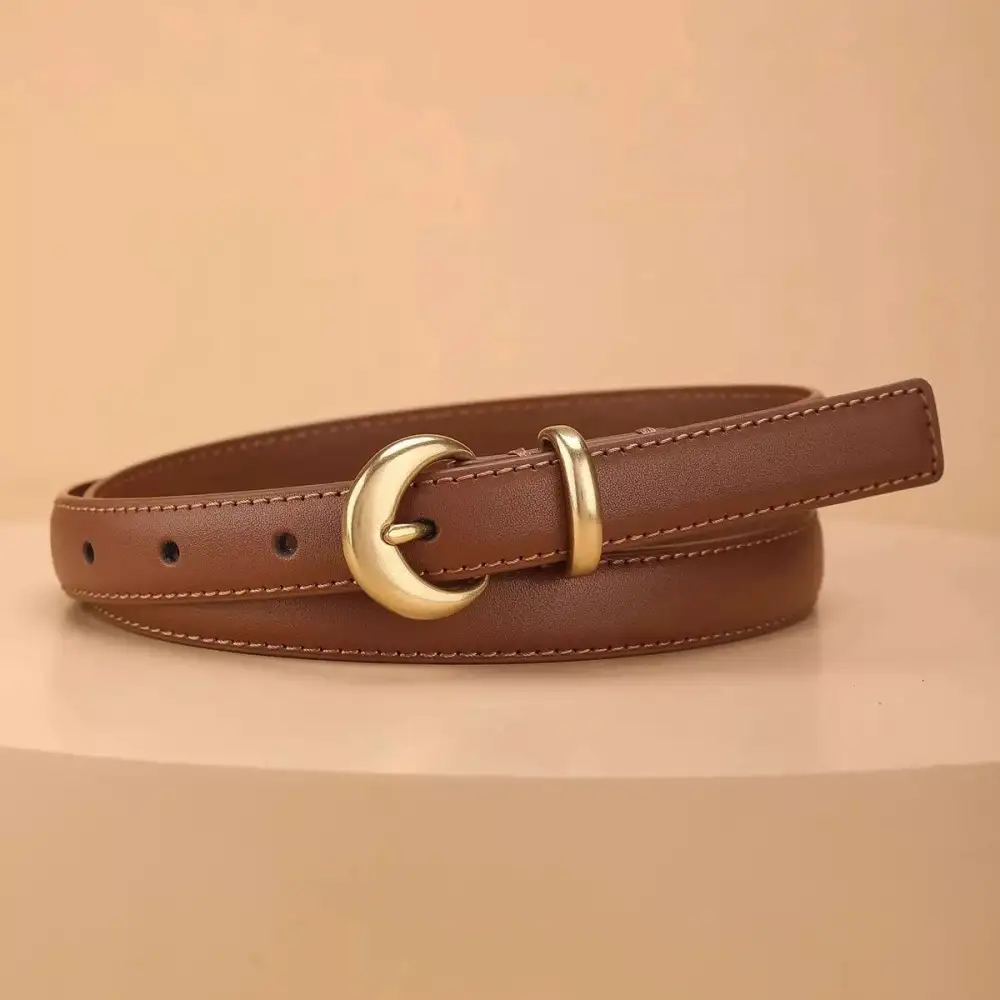 Crescent Buckle Leather Belt