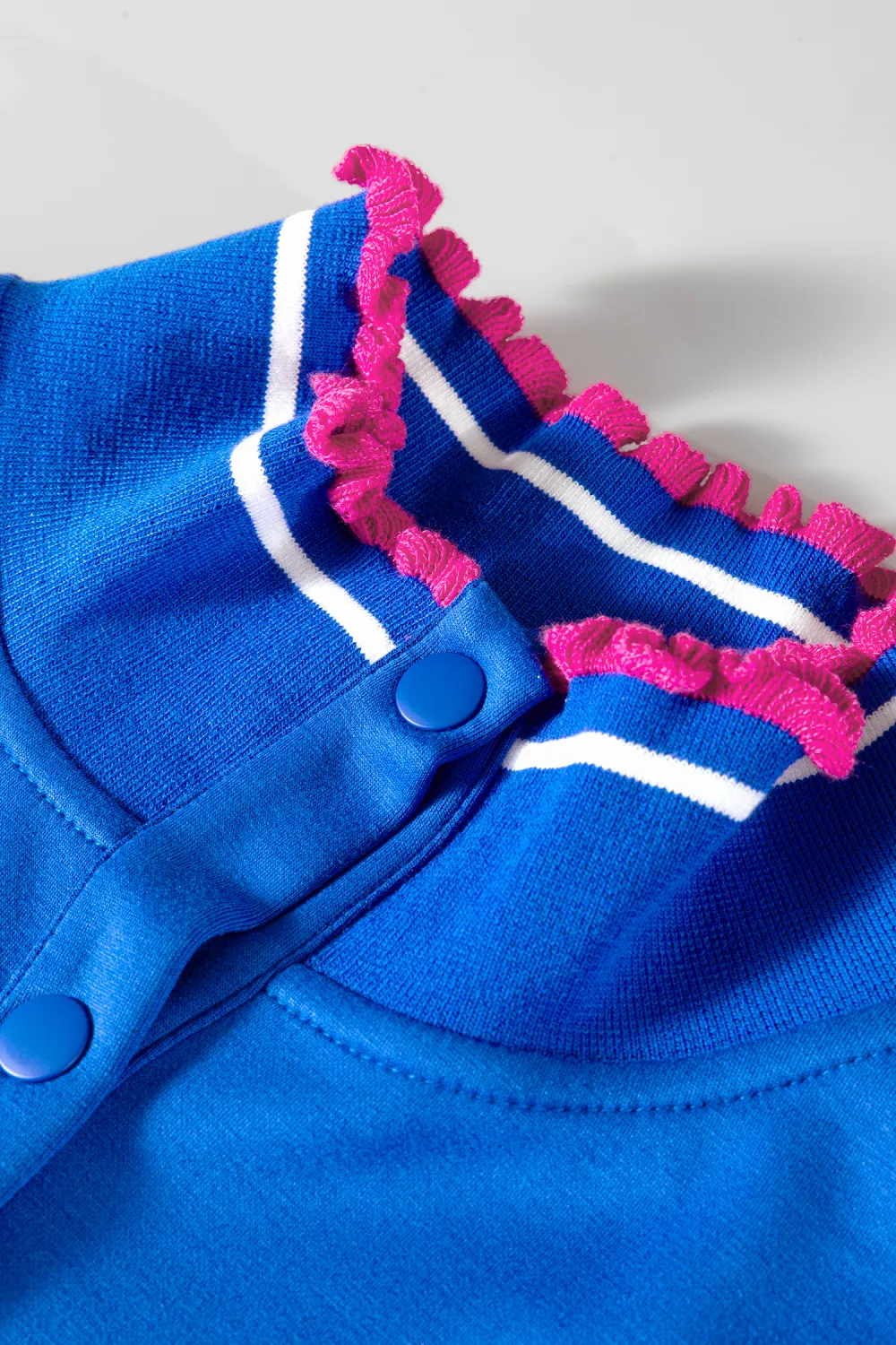 Sky Blue Contrast Frilled Trim Top