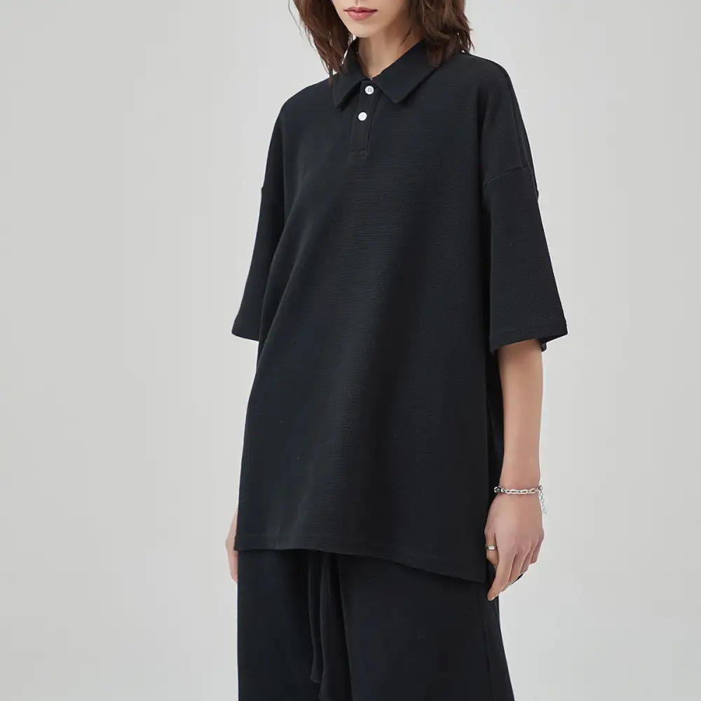 Waffle Knit Heavyweight Women's Polo Shirt