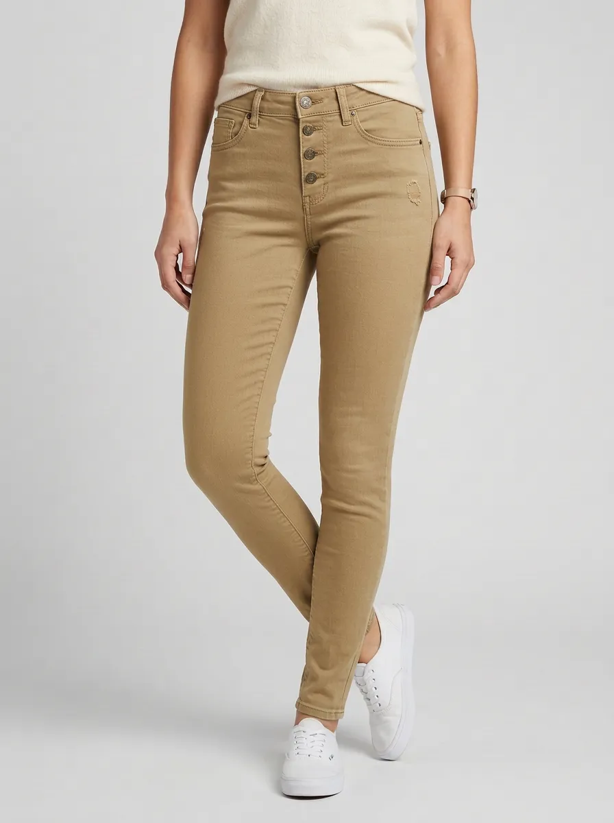 Women's High-Rise Button-Fly Distressed Slim Jeans