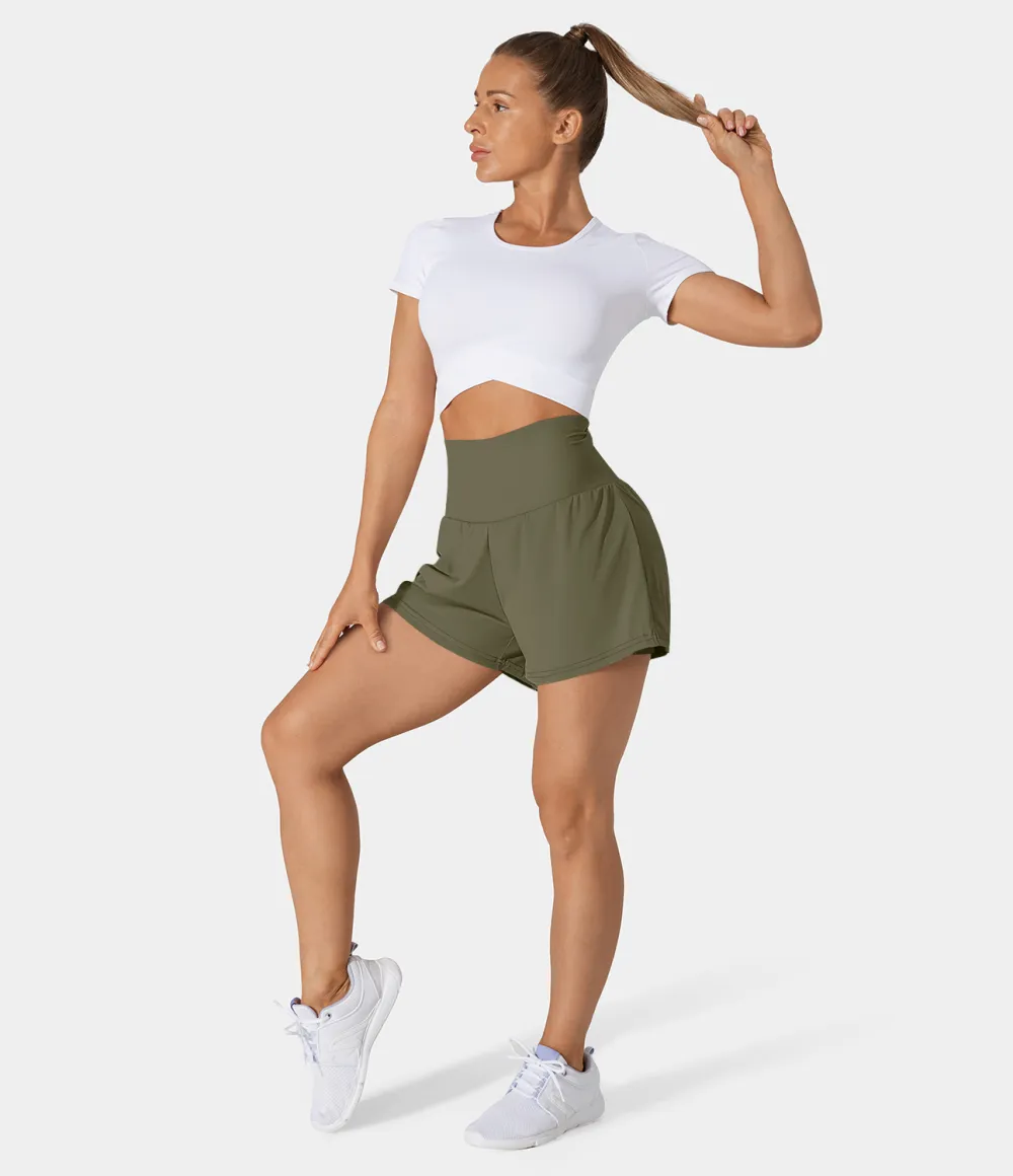 2026🔥  Super High Waisted Back Pocket & Side Hidden Pocket 2-in-1 Yoga Shorts 2.5