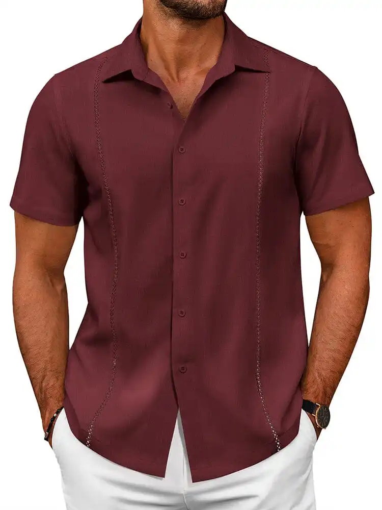 Tailored Casual Embroidered Camp Collar Shirt