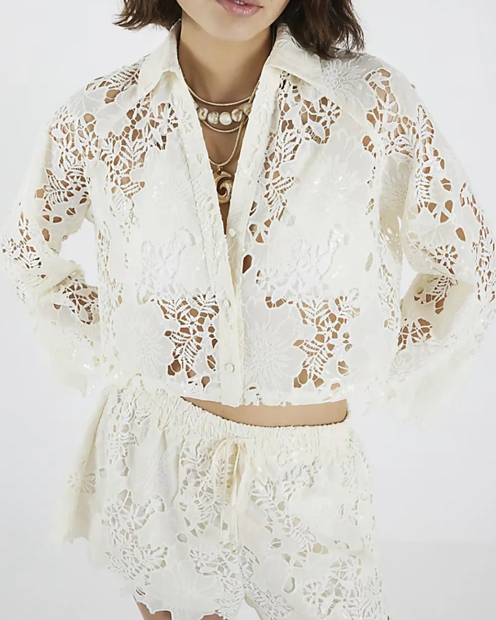 Floral Cut-Out Women's Shirts