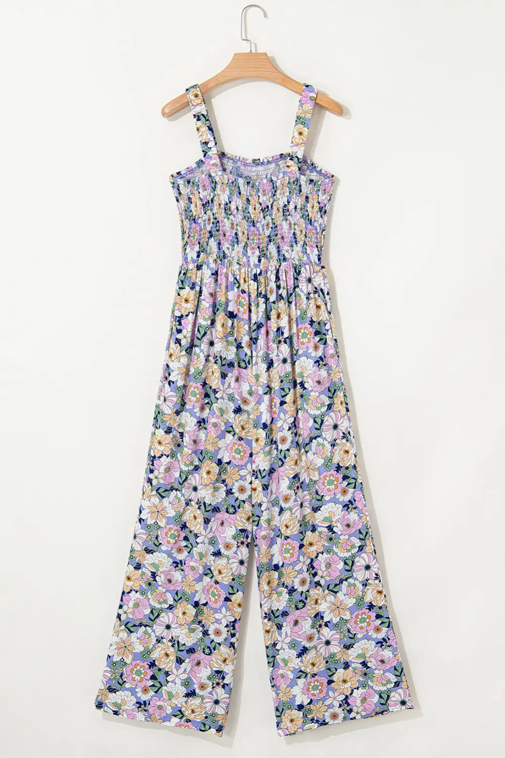Floral Square Neckline Stretch High Waist Jumpsuit