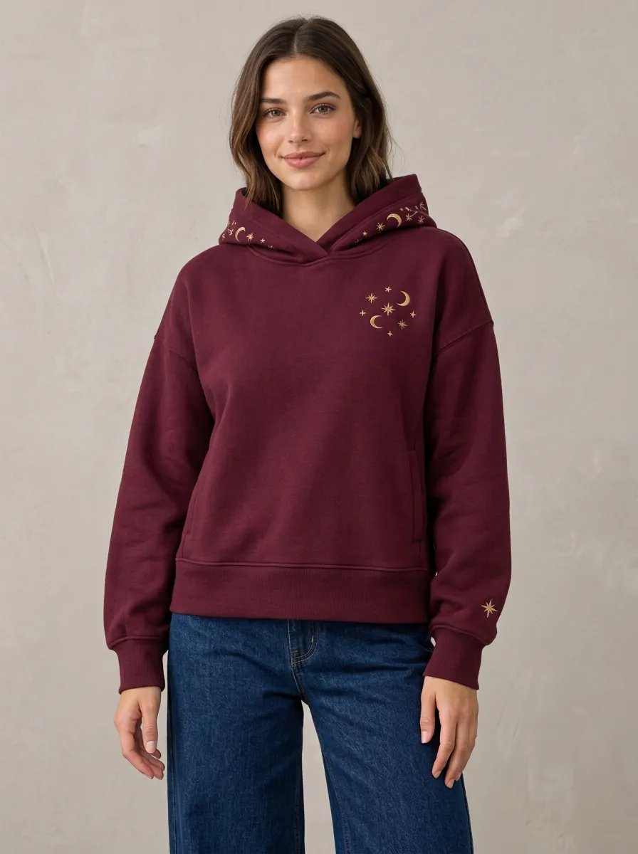 Women's Celestial Moon Graphic Easygoing Hoodie