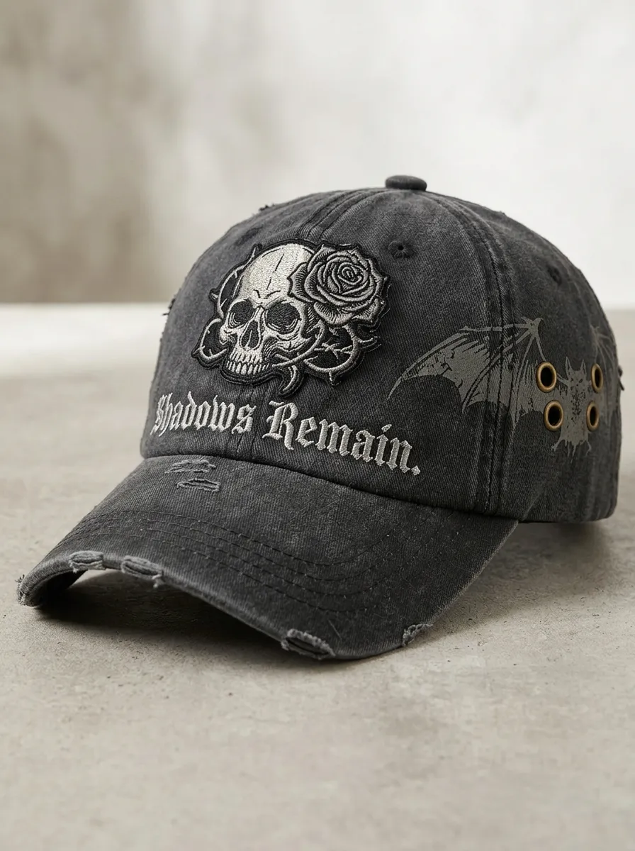 Mystic Skull Rose Embroidered Style Unisex Gothic Baseball Cap
