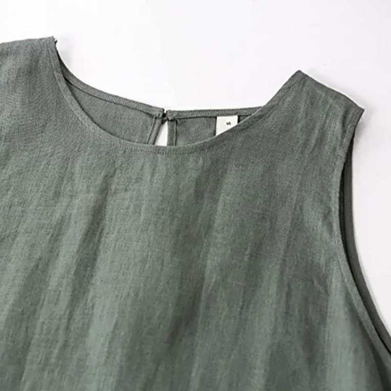 Sleeveless Linen Blend Midi Dress