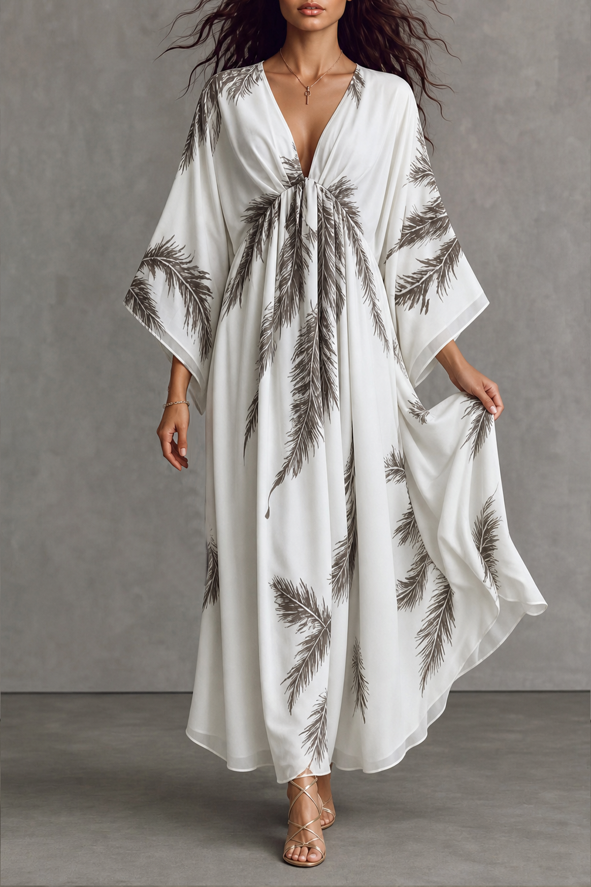 Batwing Sleeve Printed Casual Dress