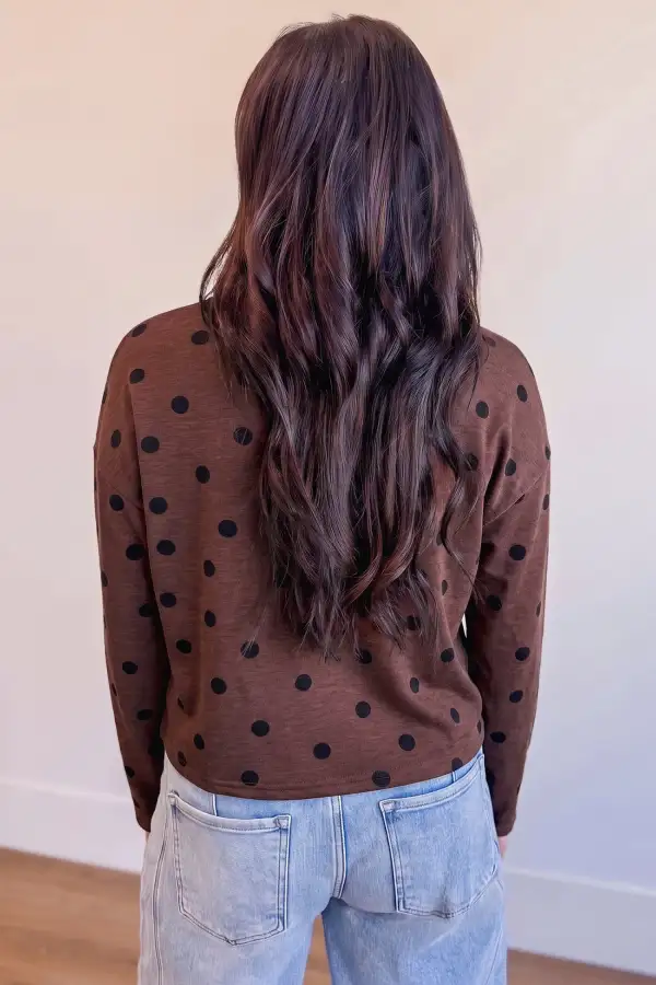 Women's Polka Dot Long Sleeve Button Front Top