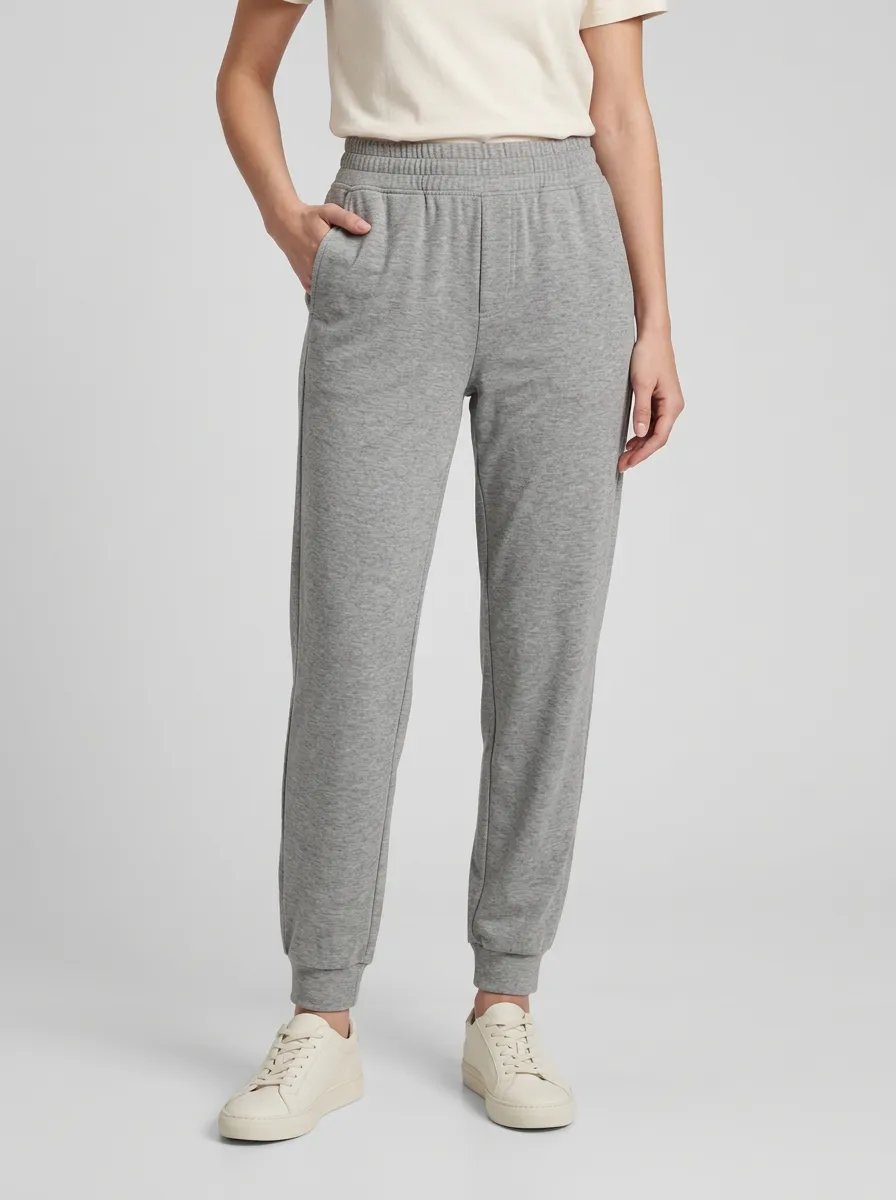 Women's Printed Jogger Pants in Grey with Elastic Waist