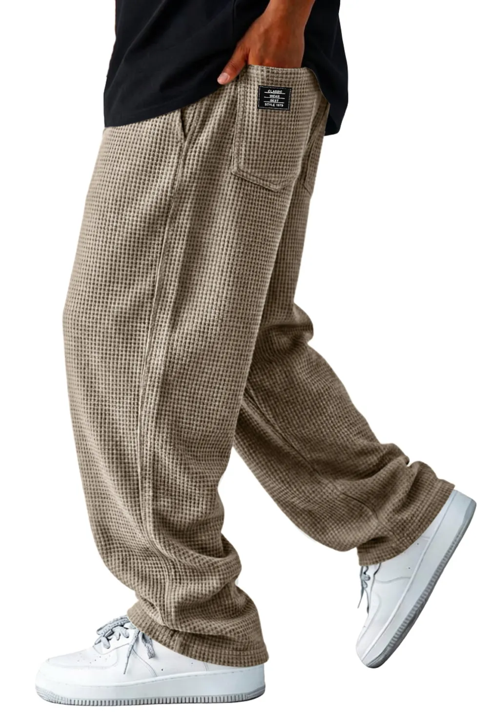 Textured Knit Seamed Detail Relaxed Trousers