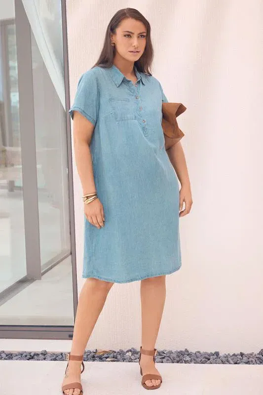Light Blue Lyocell Denim Dress