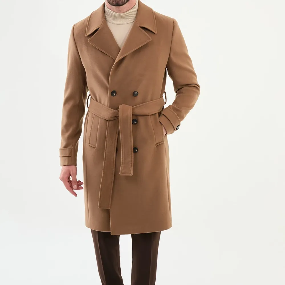 Modern Slim Fit Wool Longline Long Coat
