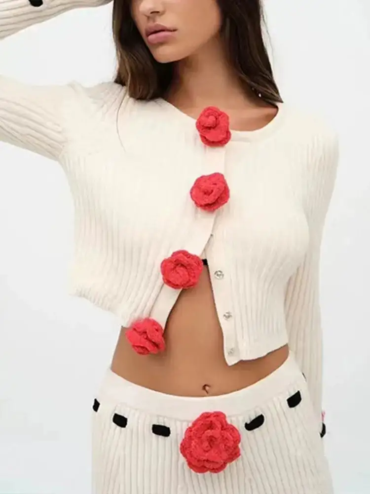 Long Sleeve D Flower Cardigan