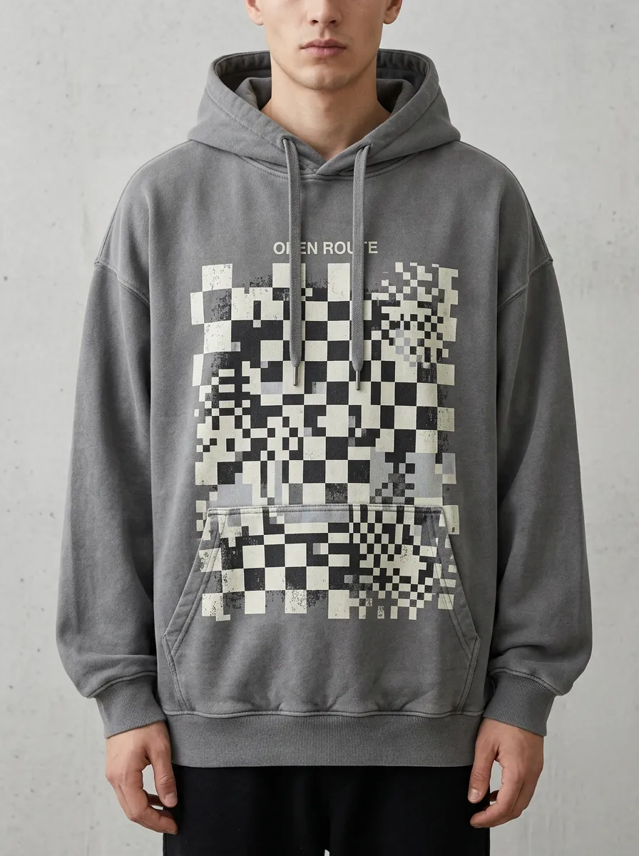 Checkered Pixel Men's Graphic Hoodie