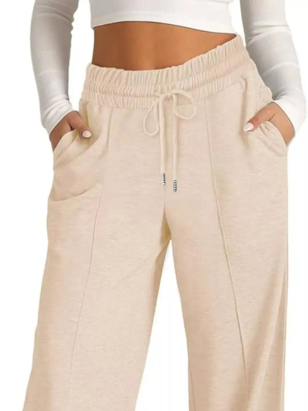 Wide Leg Drawstring Relaxed Fit Pocketed Pants