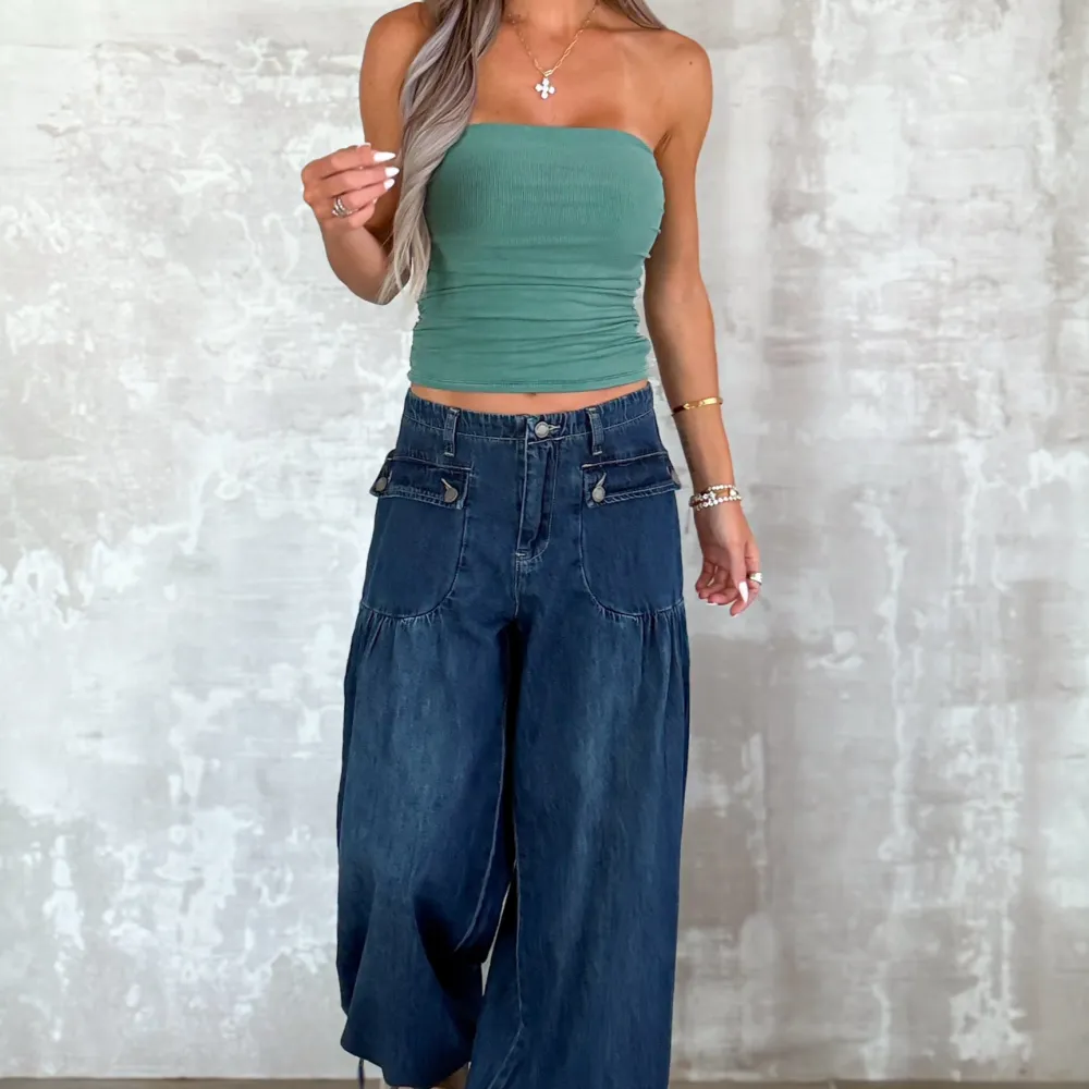 Cropped Ruched Tube Top