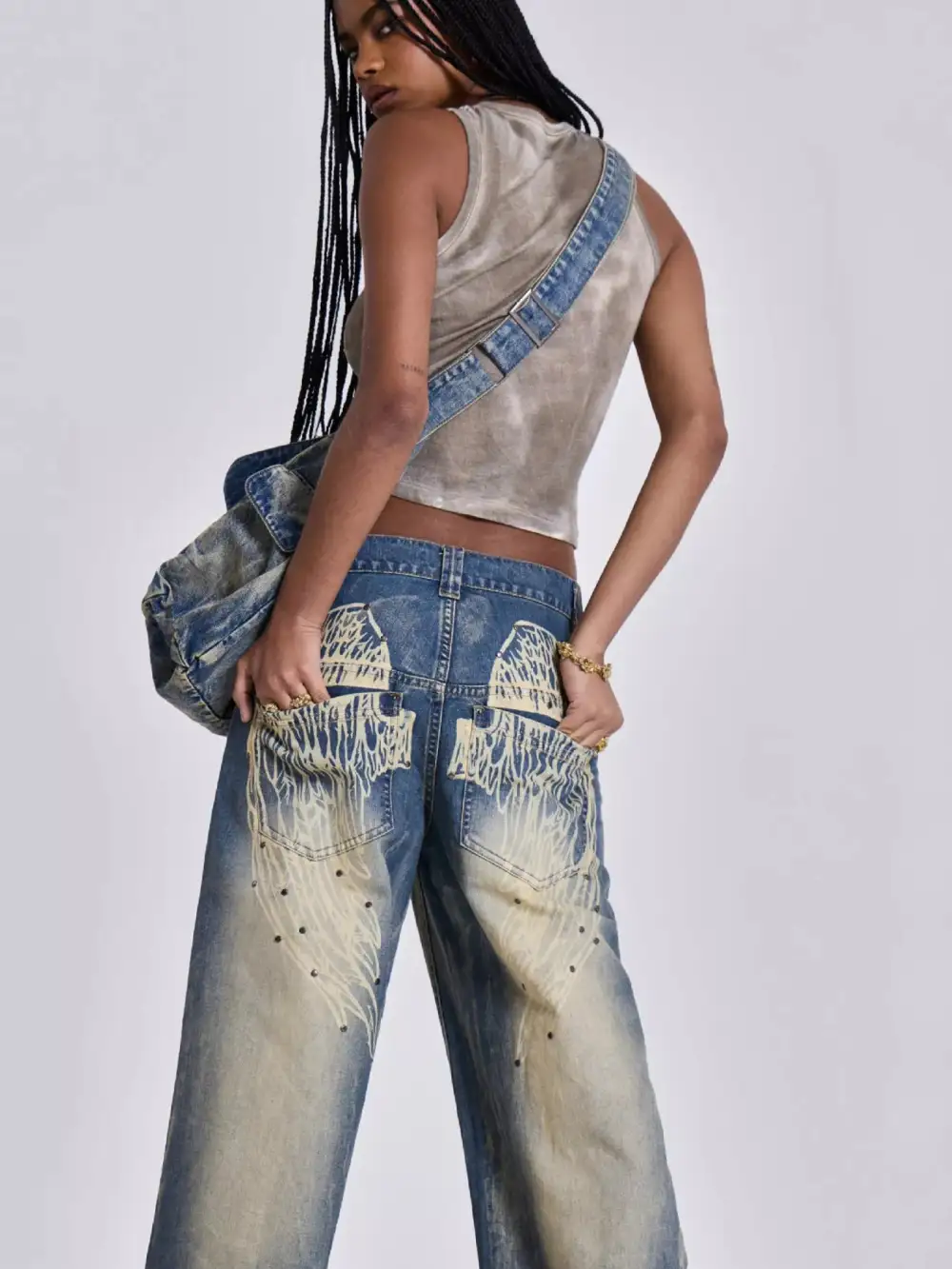 Wide Leg Relaxed Fit Stretch Jeans