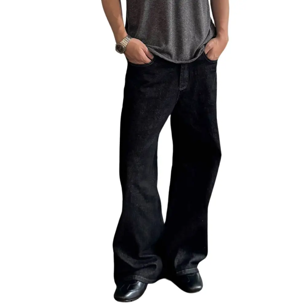 Straight Leg Flare Washed Denim Jeans