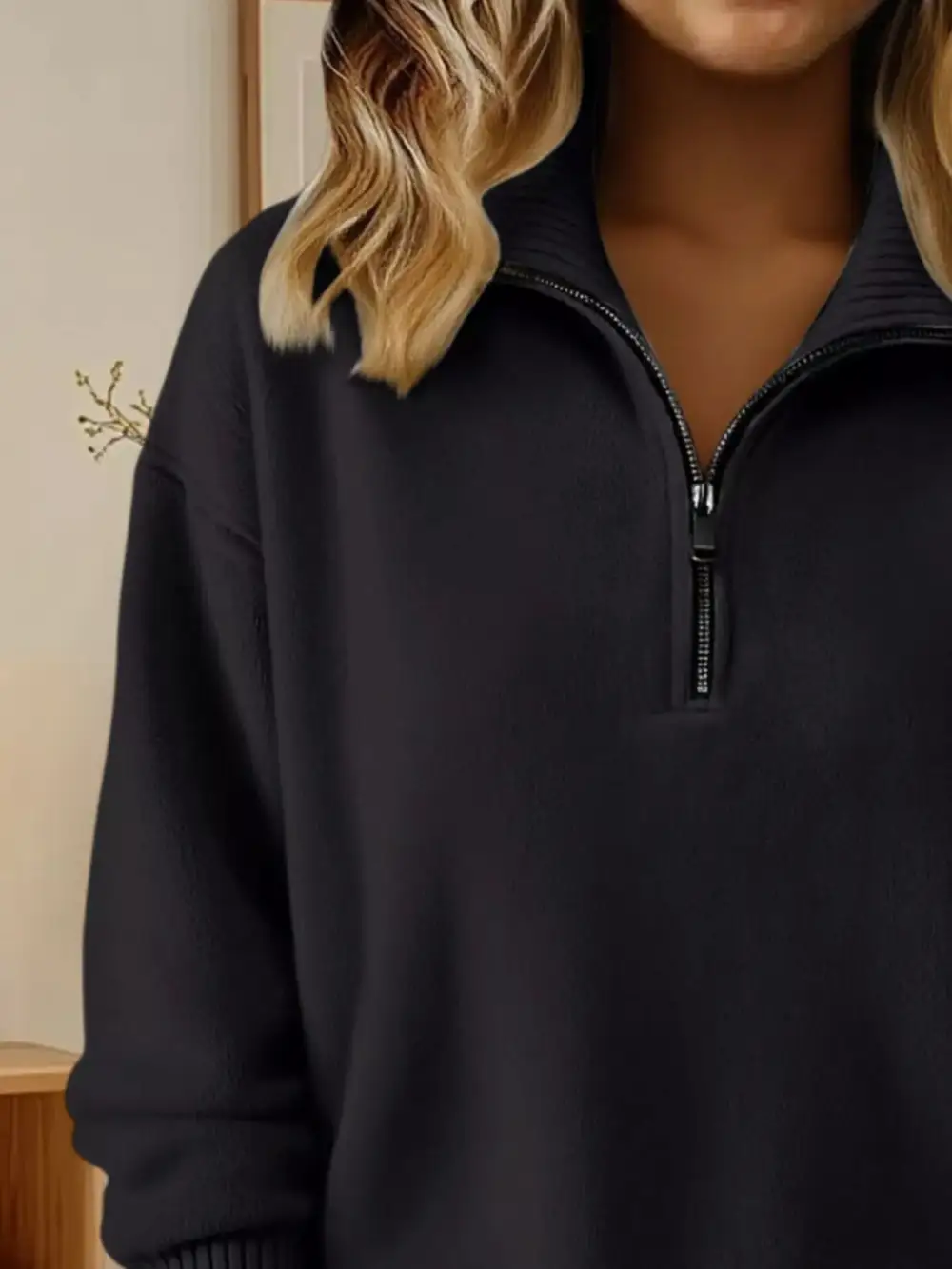 Half-Zip Drop Shoulder Sweater