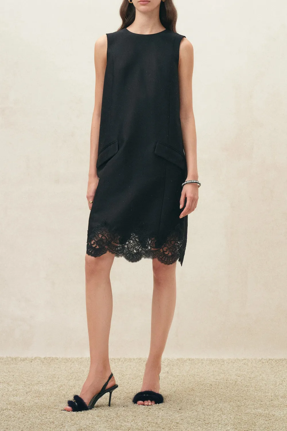 Embroidered Embellished Silk Wool Knit Midi Dress