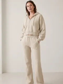 Women's Utility Minimal Cropped Hooded Jacket and Flare Pants Active Set
