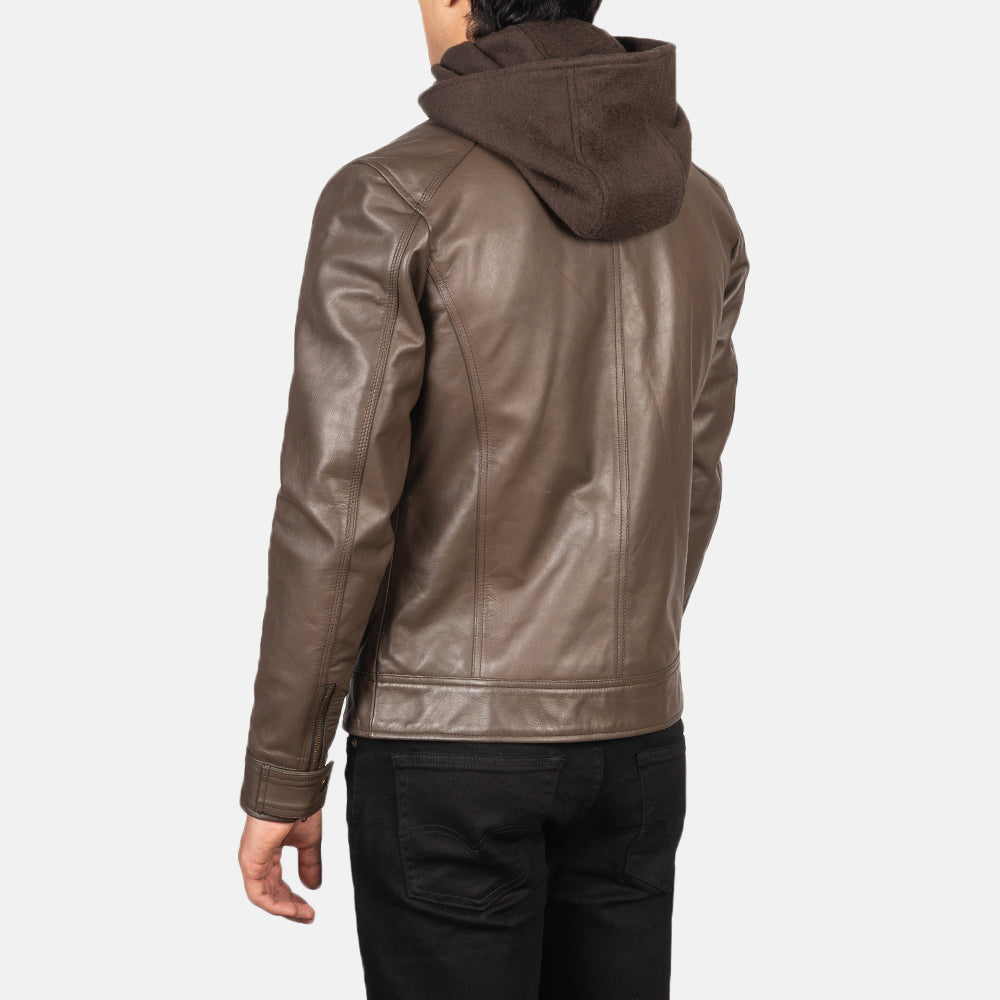 Men's Classic Biker Hooded Leather Jacket