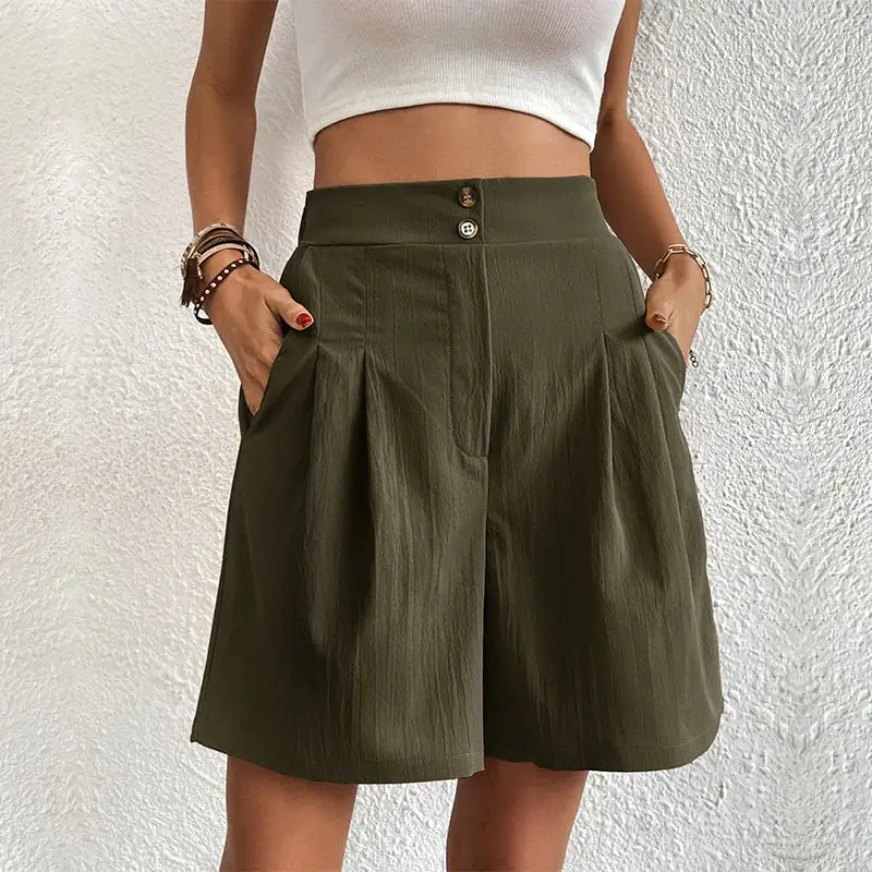  High Waist Pleated Shorts