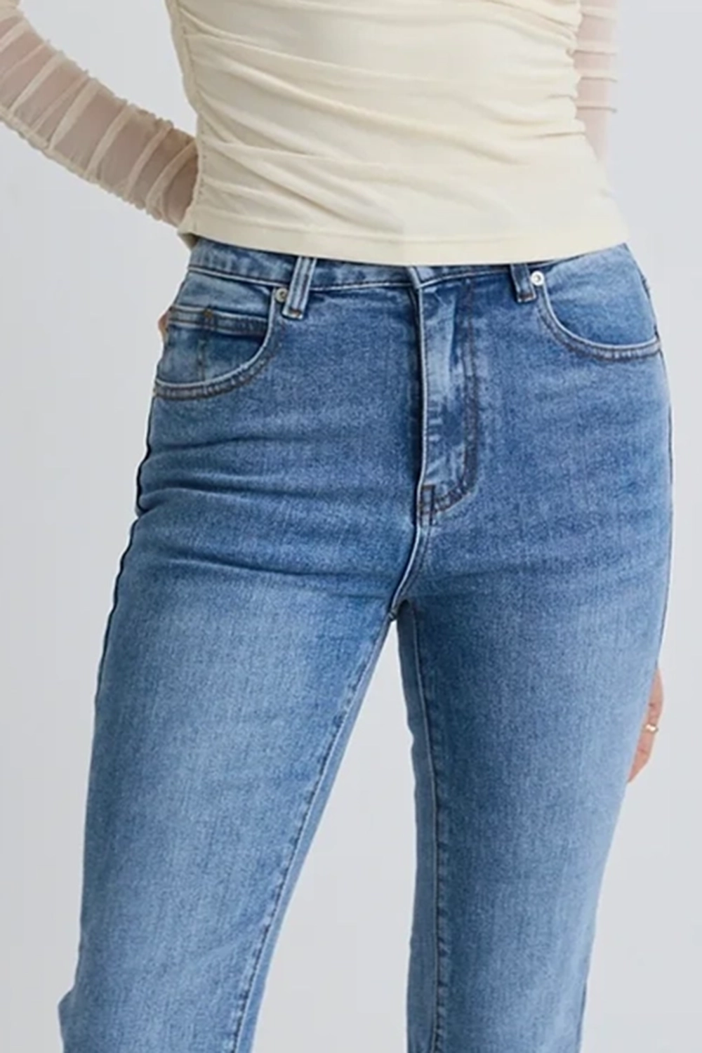 Blue Denim Straight - Leg Jeans