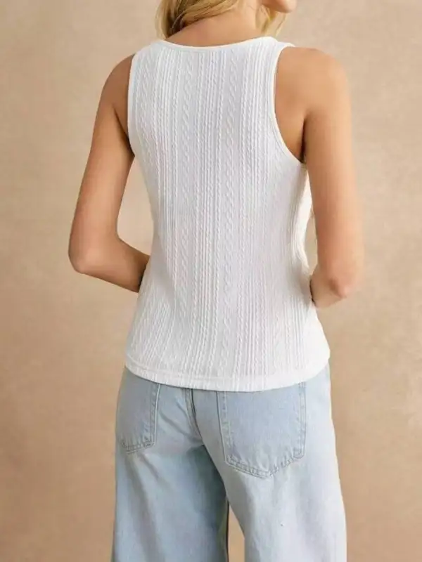 Scoop-Neck Knit Textured Tank Top